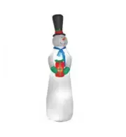 RARE 9ft Gemmy Airblown Skinny Snowman Holding a Gift Yard Inflatable