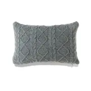 Banff- Heather Gray Chunky Cable Knit Lumbar With Feather Down Insert Pillow