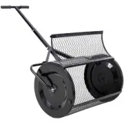 Cesicia Spreader 24" Metal Handle Peat Moss Compost Fertilizer+Garden Soil Black