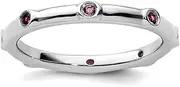 [Stackable Expressions] 925 Sterling Silver Bezel Polished Stackable Amethyst Ring Size 8-Stackable-Ring for Women