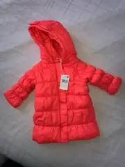 Pumpkin Patch Fluro Coral Puffer Jacket Size 12-18 months - New with tags