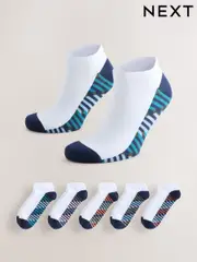 White Pattern Footbed Trainer Socks 5 Pack (F89930) | $20