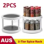 Lazy Susan Turntable 2 Tier Spice Rack Kitchen Storage Organiser Tray Stand 25CM