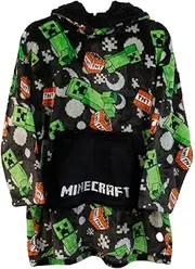 [Bioworld] Minecraft Creeper Kids Snuggle Oversized Hoodie Blanket Gaming Snoodie Merchandise, Mulitcolor, One size