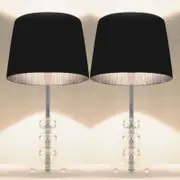 2x Modern Designer Bedside Lamps - Black Shades
