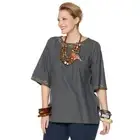 Rara Avis by Iris Apfel Embroidered Denim Top in Cotton Grey size 12