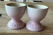 Le Creuset Stoneware Set of 2 Footed Egg Cups Shell Pink NEW