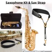 Eb Alto Saxophone Kit & Adjusatble Leather Saxophone Neck Strap Music Instrument