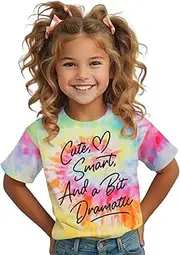 [MODNTOGA] Toddler Girls Cute Smart Graphic Shirt Cute T-Shirt A Bit Dramatic Funny Letter Print Tops Birthday Girl Summer Tee