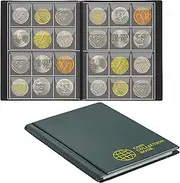 Coin Collection Album 120 Pockets - 3x3cm/1.2x1.2 inch Coin Holder Book Coin Storage Album Money Penny Pocket for Collectors Green CS0112GR