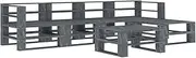 6 Piece Outdoor Patio Furniture Set, Garden Pallet Lounge Table and Chairs - Small Wooden Sofa Seating - Deck, Balcony and Porch Conversation Sets - Grey