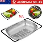 Over the Sink Colander Strainer Basket Stainless Steel Sink Expandable Handle