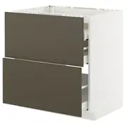 METOD / MAXIMERA base cab f hob/2 fronts/3 drawers, white/Havstorp brown-beige, 80x60x80 cm