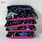 New Cornhole Bags Set 4 Corn Hole Yard Toss Game Dinosaurs Paint Splatter Pink