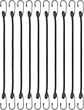 BINCKIN Bungee Cords with Hooks 40cm - 10 Pcs Bungee Cords Heavy Duty Outdoor, Bungee Straps with Hooks for Camping Tarp, Tents, Canopy and Fixings (Black)