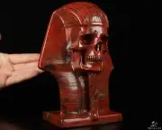 The Pharaoh 6.5" Red Jasper Carved Crystal Pharaoh Skull, Crystal Healing