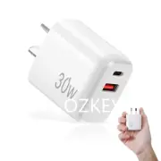 PD 30W QC3.0 18W Dual USB Fast Quick Wall Charger Adapter For iPhone Samsung AU