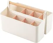 Vidifor Large Plastic Portable Caddy with Handle, Storage Organizer Bin with Adjustable Dividers for Art Supplies, Crafts, Colored Pencils, Makeup Desk