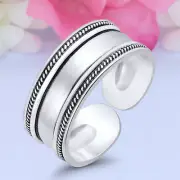 6mm Bali Design Band 925 Sterling Silver Toe Ring Thin Adjustable Toe Ring