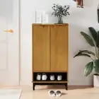 Solid Pine Wood Shoe Bench Shoes Storage Rack Cabinet Shelf Seat Organiser FLAM