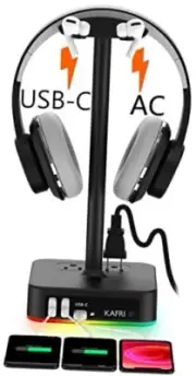 KAFRI RGB Headphone Stand with USB A&C Charger Desk Gaming Headset A-ONE STAND