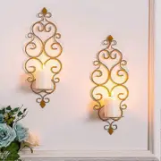 Pbb Wall Candle Holder Wall Candlestick Candlestick Candlestick Candlesticks Made Of Metal 2 -set, Wall Light Holder Column Holder For Tealights St...