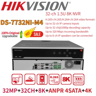 Hikvision DS-7732NI-M4 32MP 32CH 32Channel 8K NVR ANPR 4SATA Dual 4K NVR No POE