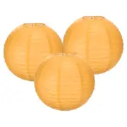 3Pcs 12 Inch Dark Yellow Paper Lanterns Decorative Round Hanging Ball Lantern