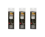 3x 5pc Jasart Flat/Round/Filbert Bristles Basic Brush Black Soft Grip Synthetic