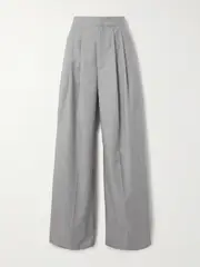 [SASUPHI] SASUPHI - Lauren Pleated Wool Wide-leg Pants - Light gray - IT42 IT 42 Gray