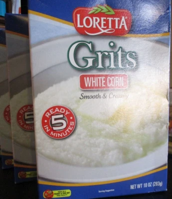 LOT/PACK of 3 (three) Loretta White Corn 5-minute Grits, 10oz EA *BEST BY 3/26*