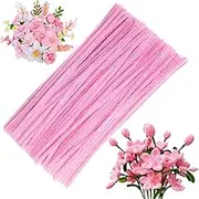 100 Pieces Pipe Cleaners Chenille Stem, Solid Color Pipe Cleaners Set for Pipe Cleaners DIY Arts Crafts Decorations, Chenille Stems Pipe Cleaners (Pink)