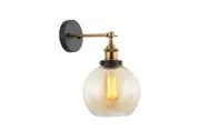 PESINI Wall Light Interior Surface Mounted ES Amber Wine Glass with Antique Brass Bracket