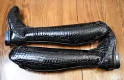 Sergio Grasso NEW PATENT croc tall field boots 39 HE 8-8.5 tall slim