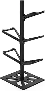 Football Display Stand Holder, Floor Ball Storage Rack, Carbon Steel Body, ABS Base, Side Hook Design, Can Store Clothes, Rackets, Detachable, Easy to Assemble