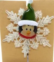 Christmas Light Up Penquin Snow Flake with Suction Cup New