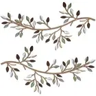 Metal Tree Leaf Wall Decor, 2 Pcs Vine Olive Branch Leaf Wall Art Wrought1731
