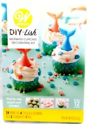 Wilton MERMAID TAIL Cupcake Decorating Kit with Mold and 24 liners and Tool SALE