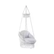Unbranded Hammock Chair Deluxe Macrame Fabric W/ Deep Cushion Polyester White