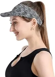 [Generic] Sun Visor Hats Adjustable Sports Visor Cap Lightweight Quick Dry Hat for Men Women Golf Summer Beach Pool Sports Gray