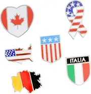[CHILDWEET] 6pcs World Map Flag Brooches Unique Breastpin Pins for Casual Outfits Fashion Accessory Decorations