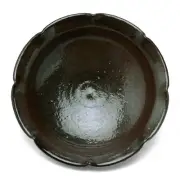 Karatsu-yaki: Black Karatsu wave-patterned plate by Keiko Nakamura, From Japan