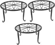 Indoor Metal Flower Pot Plant Stand Set of 3 Small Iron Potted Plant Stands（Black）