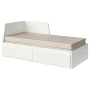 FLEKKE day-bed w 2 drawers/2 mattresses, white/Vannareid extra firm, Single