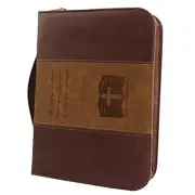 Bible Cover for Men, Bible Case for Women, PU Leather Zippered Scripture Brown