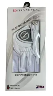 Zero Friction Compression Fit Performance Golf Gloves Ladies Left Hand