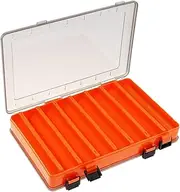 OriGlam Double Sided 14 Compartments Fishing Tackle Boxes Fishing Lure Box Organizer, Fishing Bait Tackle Storage Case, Container Box for Jewelry Beads Earring Hook (Orange)
