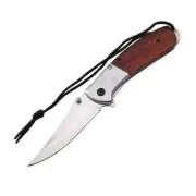 Wood Handle Skinner Pocket Knife DA70 Hunting 3CR13 Titanium Plated Stainless