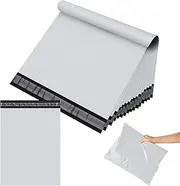100 pcs Poly Mailers Shipping Bags Courier Bags Self Sealing, Envelopes Bag for Long Items，Plastic Shipping Mailing Satchel Exterior Colour White Thickness 110 Micron (150 x 300mm)