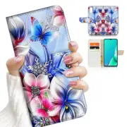 ( For Vivo Y22s ) Wallet Flip Case Cover AJ23585 Flower Butterfly